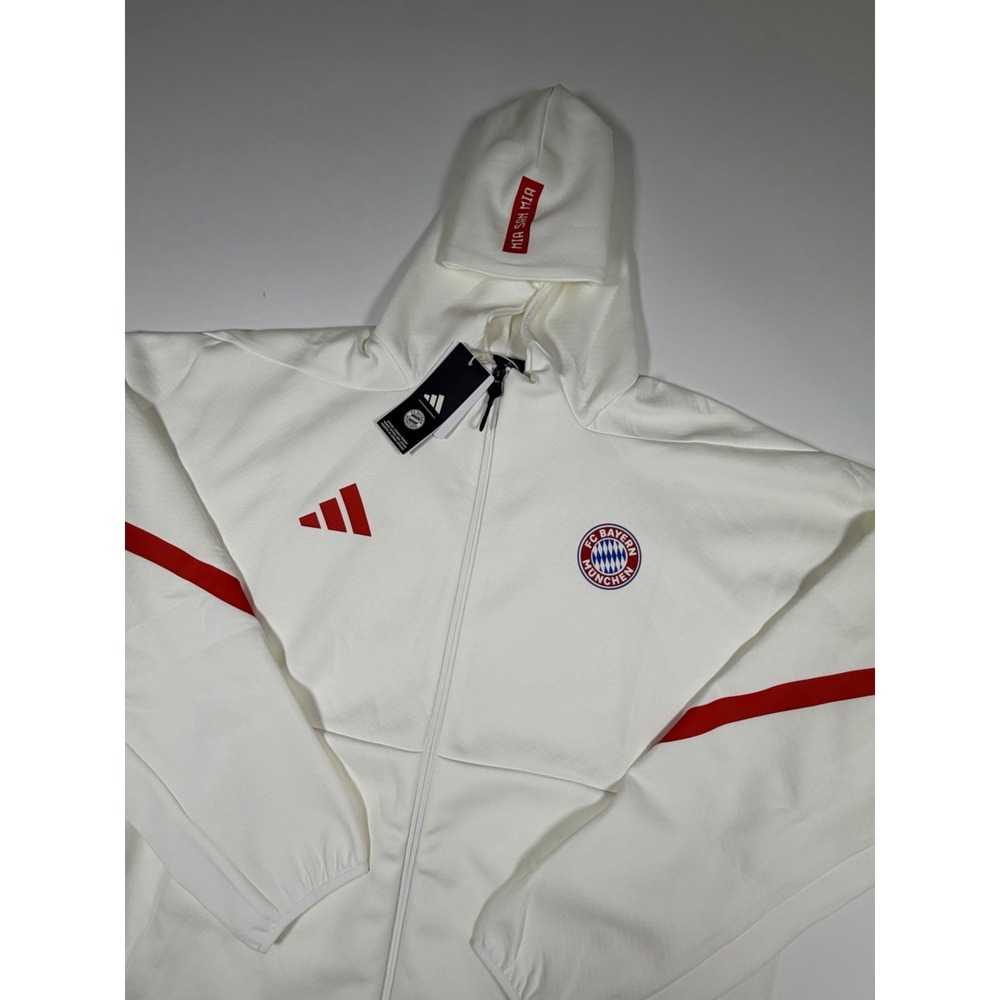 Adidas FC Bayern Munich Anthem Full Zip Jacket Mens XL White Red JM9439 NWT